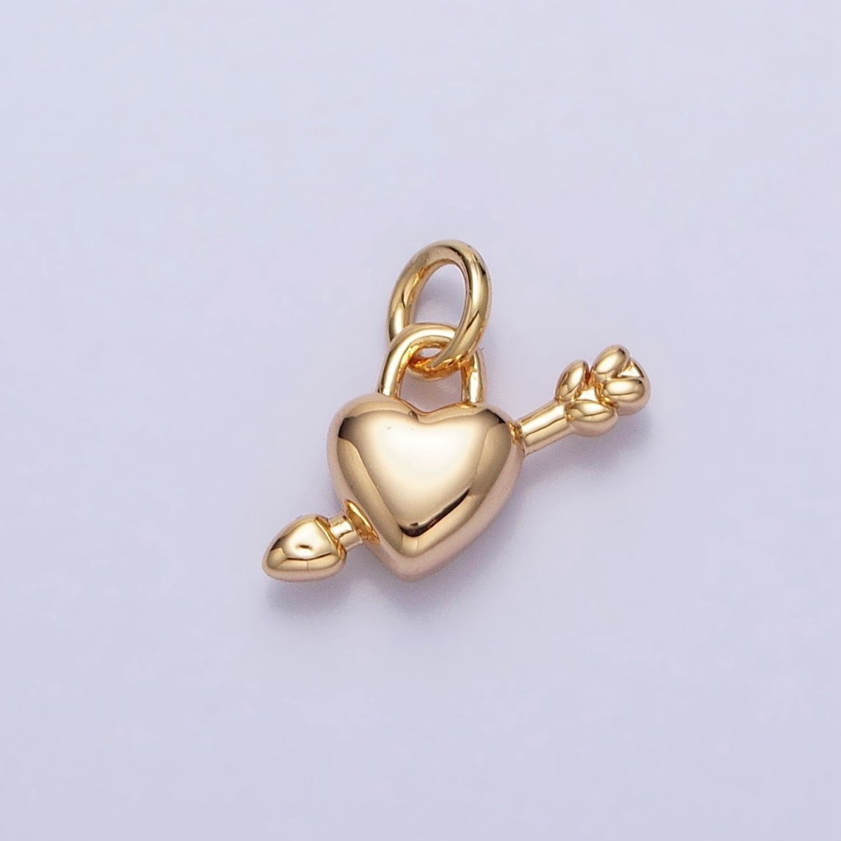 Gold, Silver Arrowed Heart Lock Valentine Mini Puffed Add-On Charm | AC707 AC708 - DLUXCA