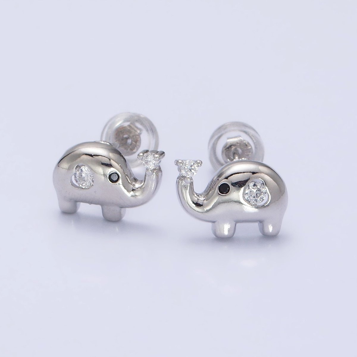 Gold, Silver Baby Elephant Animal CZ Mini Stud Earrings | AB507 - DLUXCA