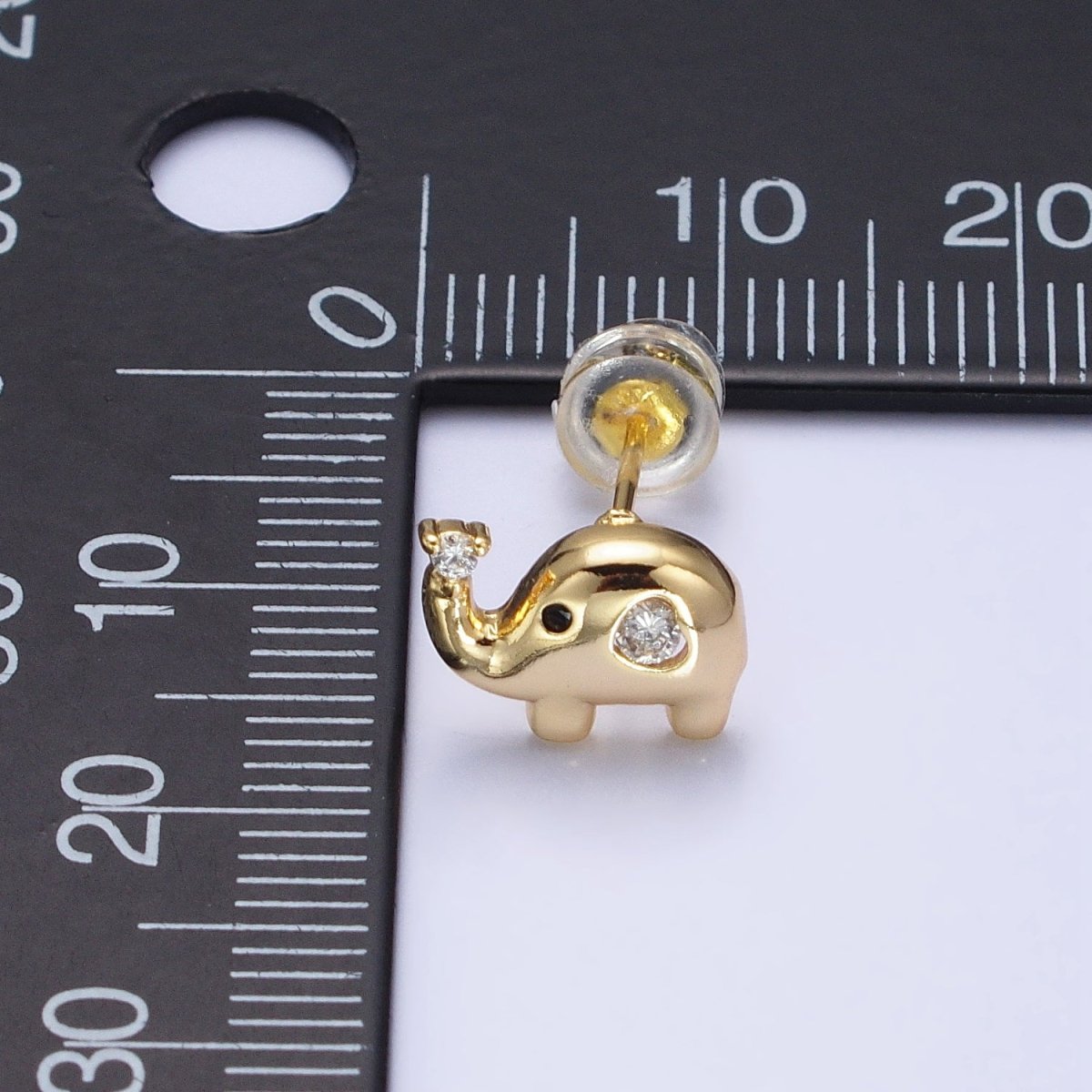 Gold, Silver Baby Elephant Animal CZ Mini Stud Earrings | AB507 - DLUXCA