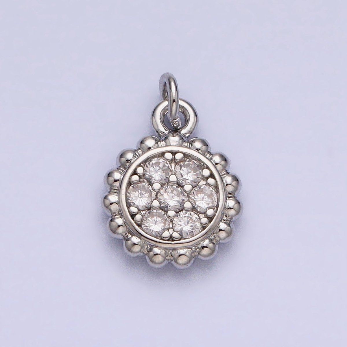 Gold, Silver Beaded Clear Micro Paved Round Add-On Charm | AC605 AC626 - DLUXCA