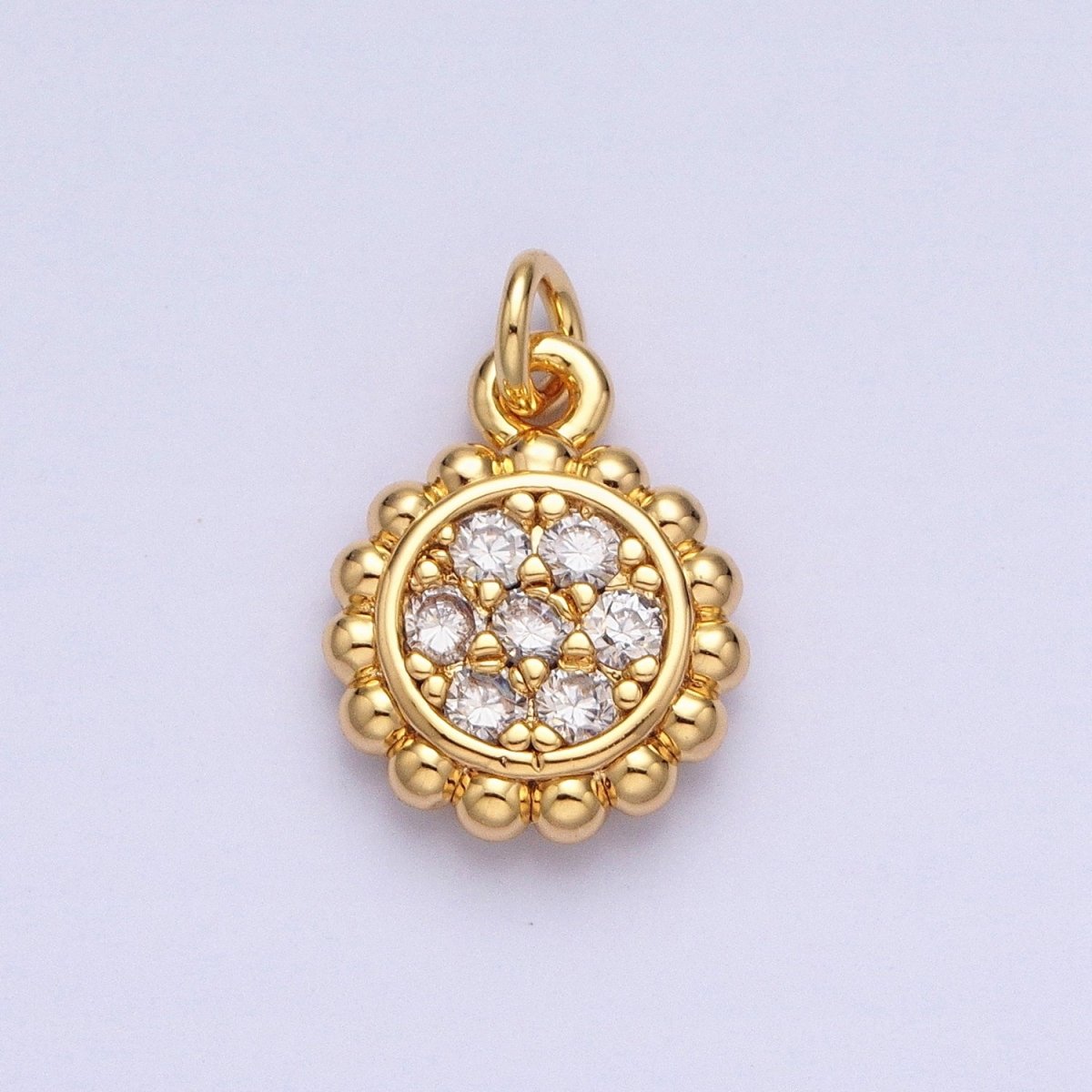 Gold, Silver Beaded Clear Micro Paved Round Add-On Charm | AC605 AC626 - DLUXCA