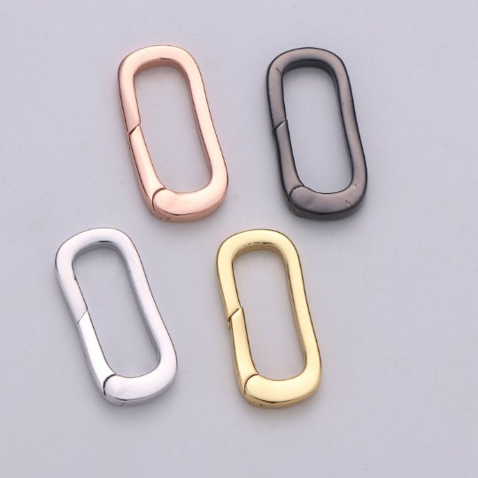 Gold Silver Black Rose Gold Push Gate Oval Clasp, Spring gate Clasp, 21.2x10mm WHOLESALE Supply 2.8mm Thickness L-061~L-064 - DLUXCA