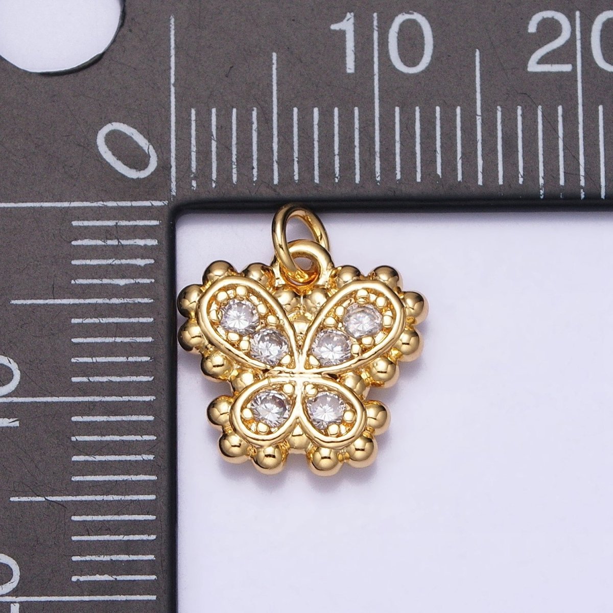 Gold, Silver Butterfly Mariposa Micro Paved Beaded Bubble Add-On Charm | AC629 AC630 - DLUXCA