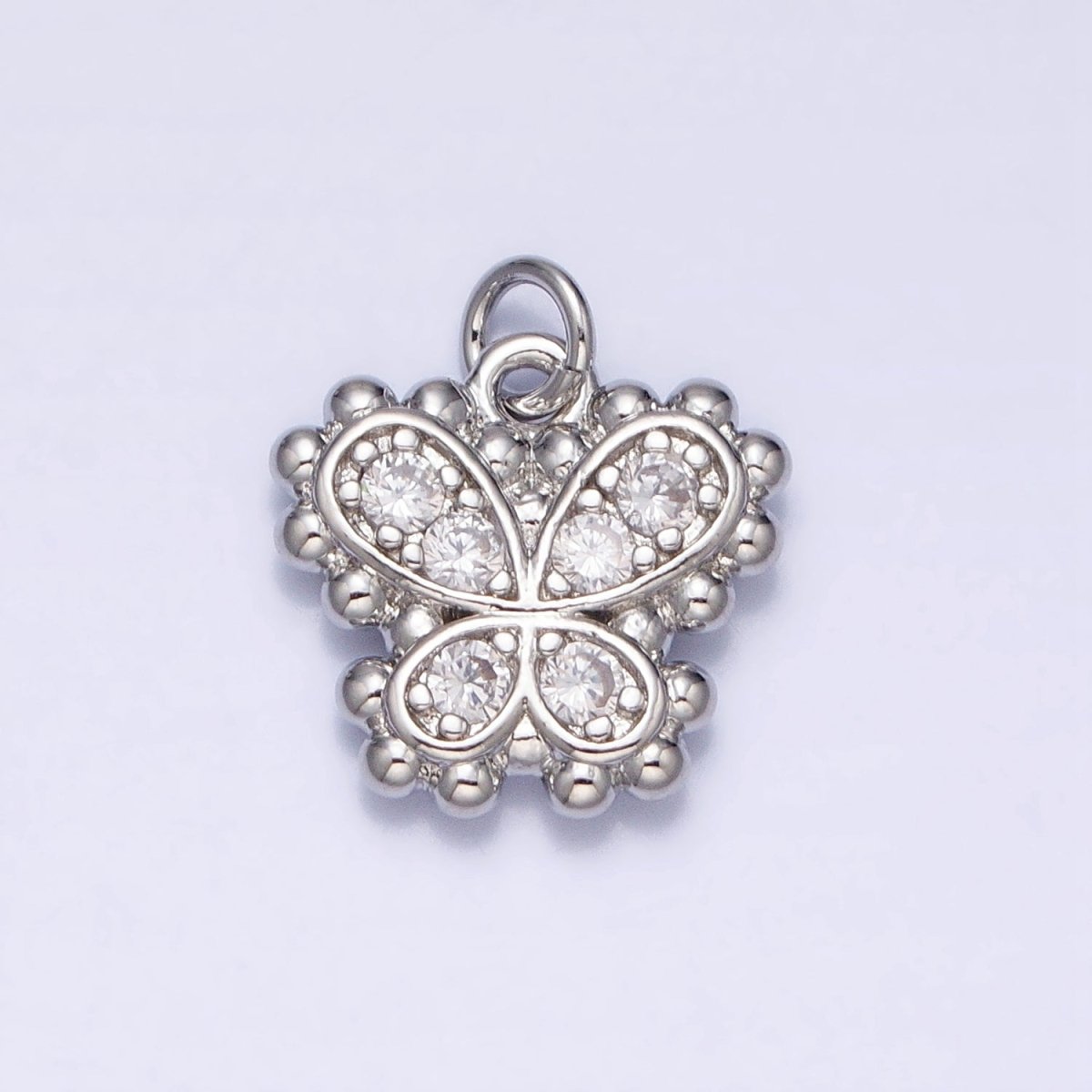 Gold, Silver Butterfly Mariposa Micro Paved Beaded Bubble Add-On Charm | AC629 AC630 - DLUXCA