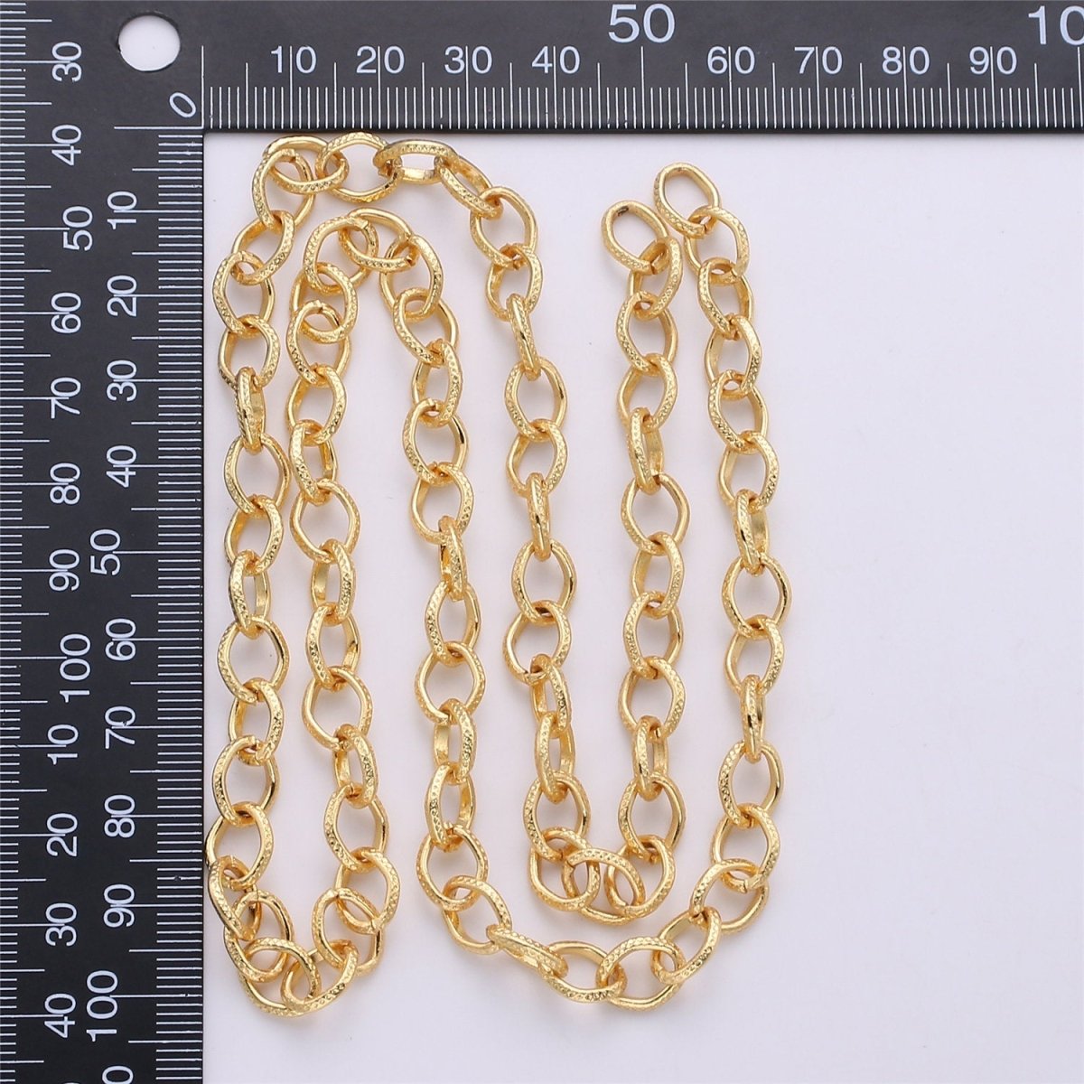 Gold / Silver Cable Chain, Textured Link Chain, 24K Gold Filled Chain by Yard, Unfinished Chain For Bracelet Necklace Supply, 9X10mm| ROLL-094, ROLL-098 Clearance Pricing - DLUXCA