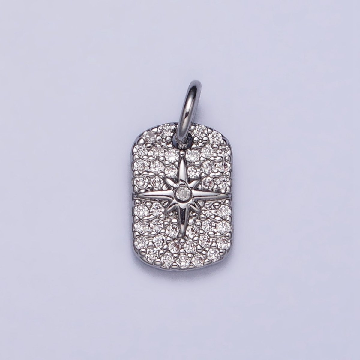 Gold, Silver Celestial North Star Micro Paved 14mm Tag Charm | AC982 AC987 - DLUXCA