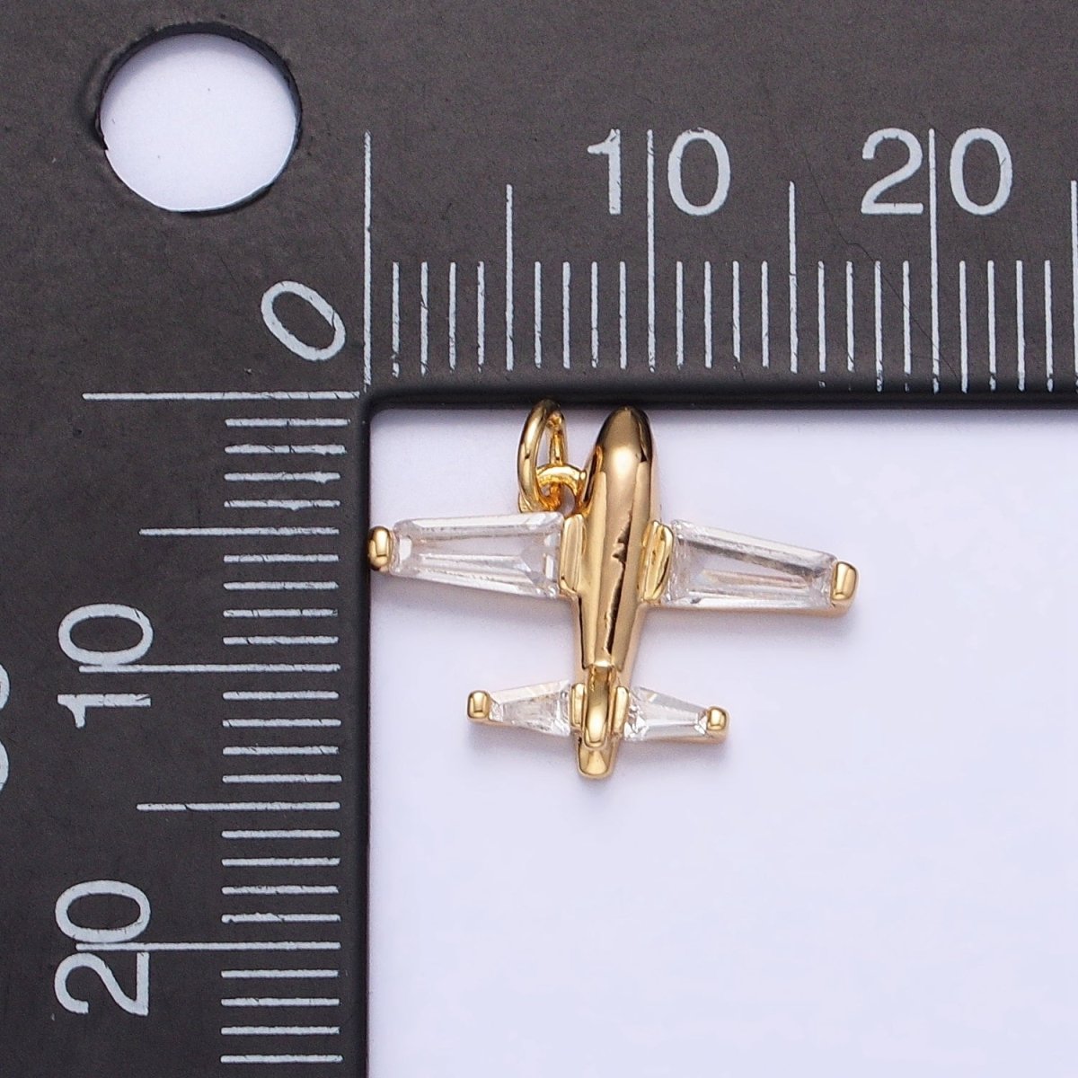 Gold, Silver Clear Baguette Airplane Flight Mini Add-On Charm | AC-703 AC-704 - DLUXCA