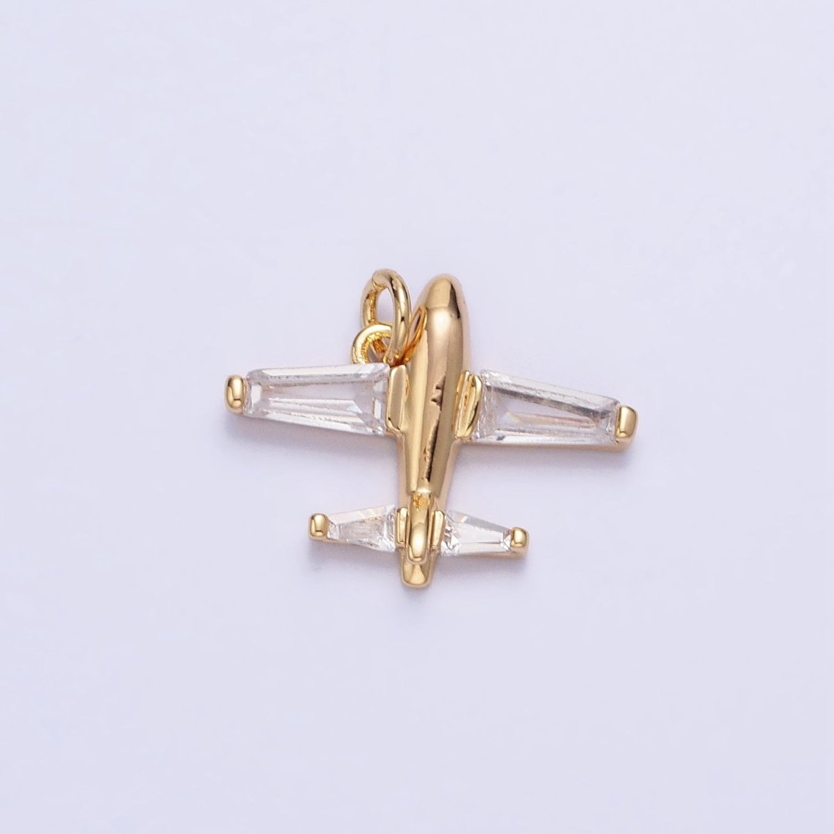 Gold, Silver Clear Baguette Airplane Flight Mini Add-On Charm | AC-703 AC-704 - DLUXCA