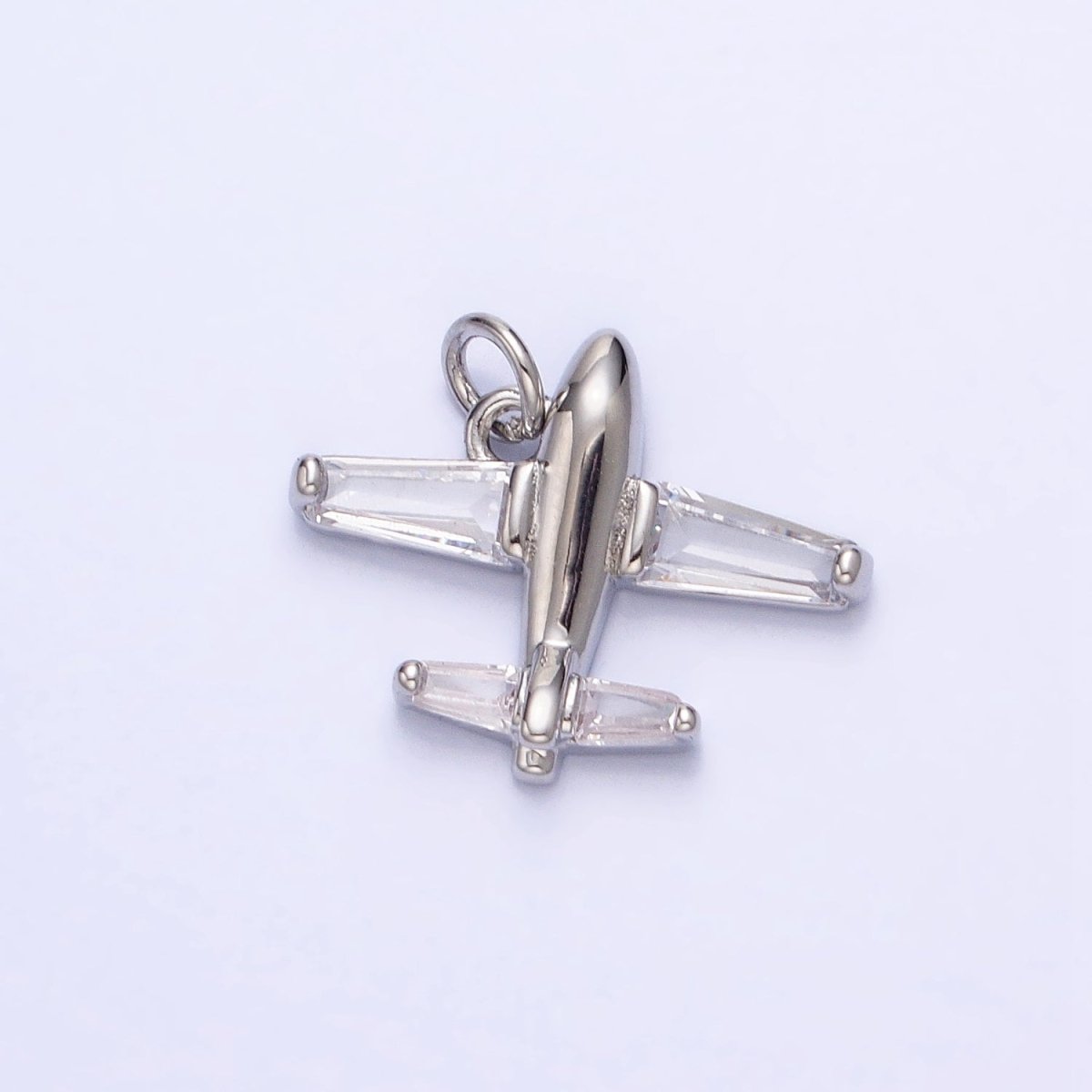 Gold, Silver Clear Baguette Airplane Flight Mini Add-On Charm | AC-703 AC-704 - DLUXCA