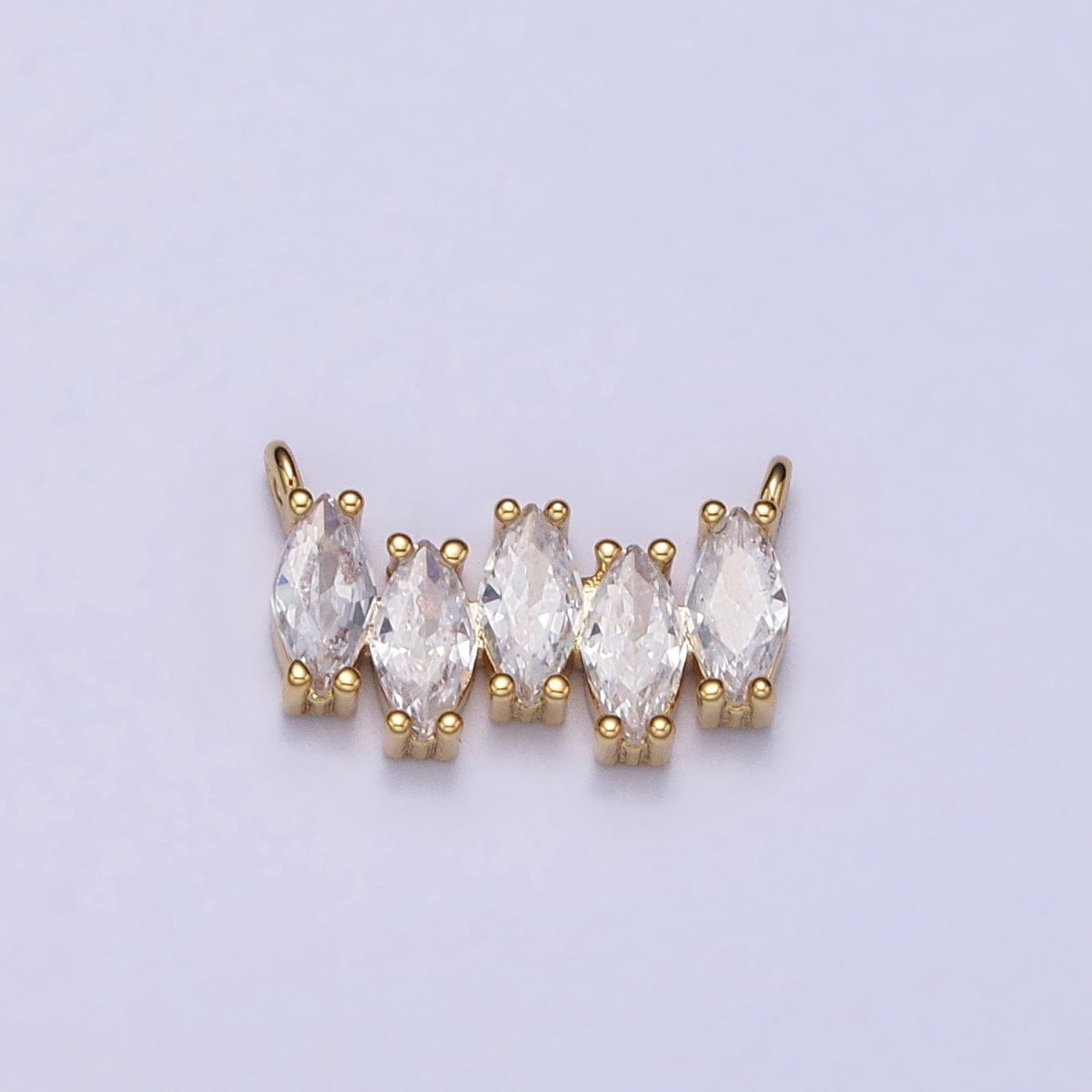 Gold, Silver Clear CZ Marquise Cubic Zirconia Lined 12.8mm Connector | AA843 AA844 - DLUXCA