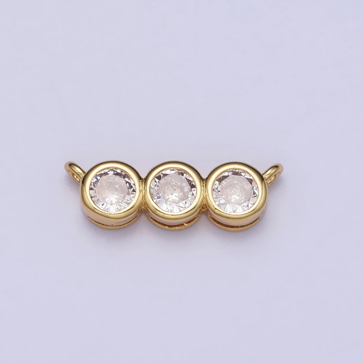 Gold, Silver Clear CZ Round Cubic Zirconia Lined 13.5mm Connector | AA845 AA846 - DLUXCA