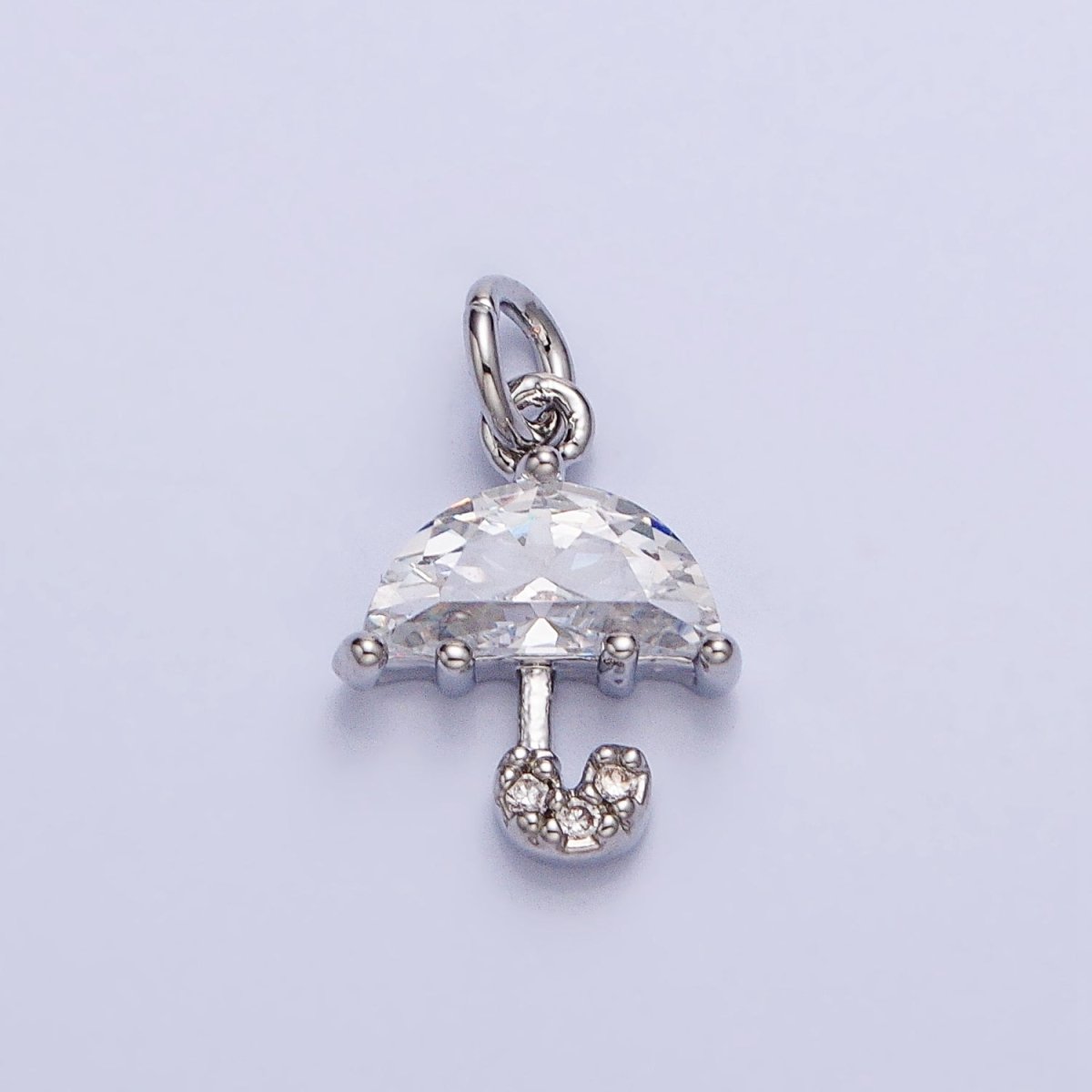 Gold, Silver Clear Micro Paved CZ Umbrella Mini Add-On Charm | AC679 AC680 - DLUXCA