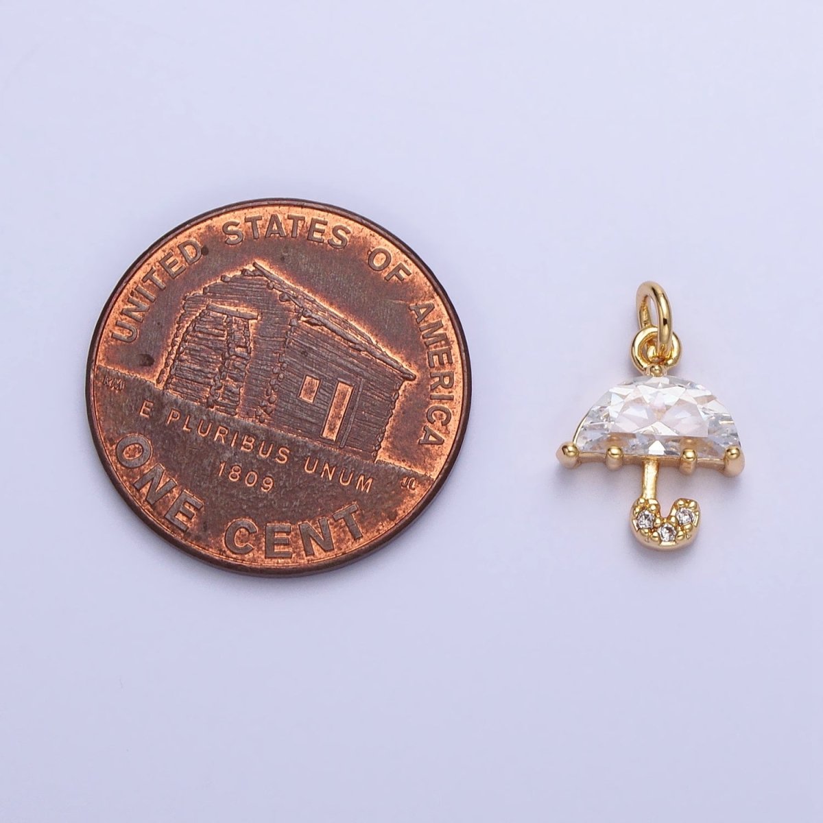 Gold, Silver Clear Micro Paved CZ Umbrella Mini Add-On Charm | AC679 AC680 - DLUXCA