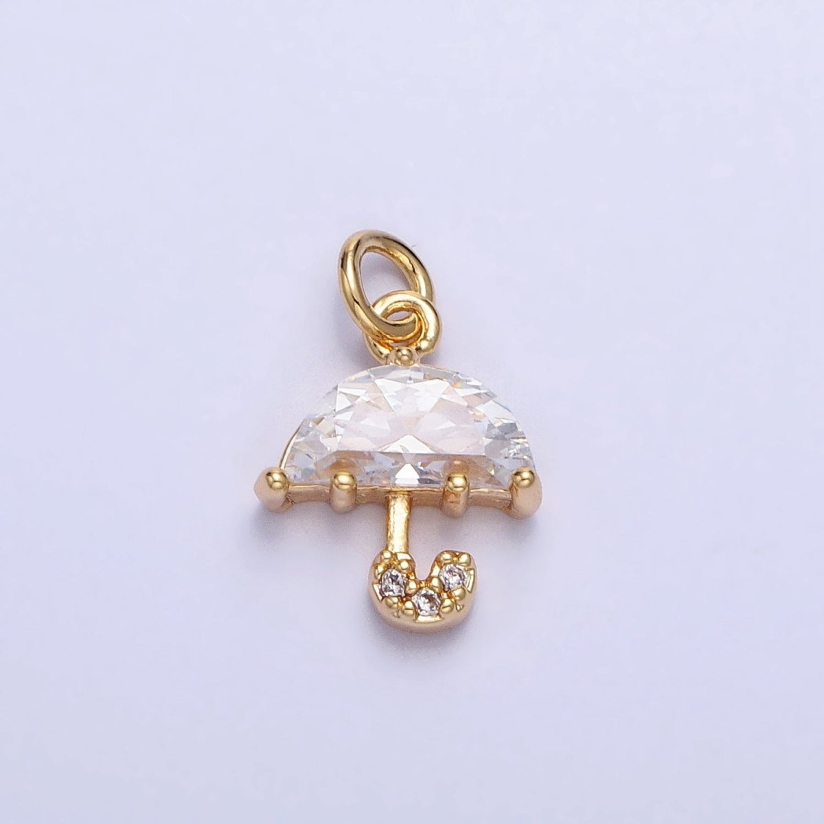 Gold, Silver Clear Micro Paved CZ Umbrella Mini Add-On Charm | AC679 AC680 - DLUXCA