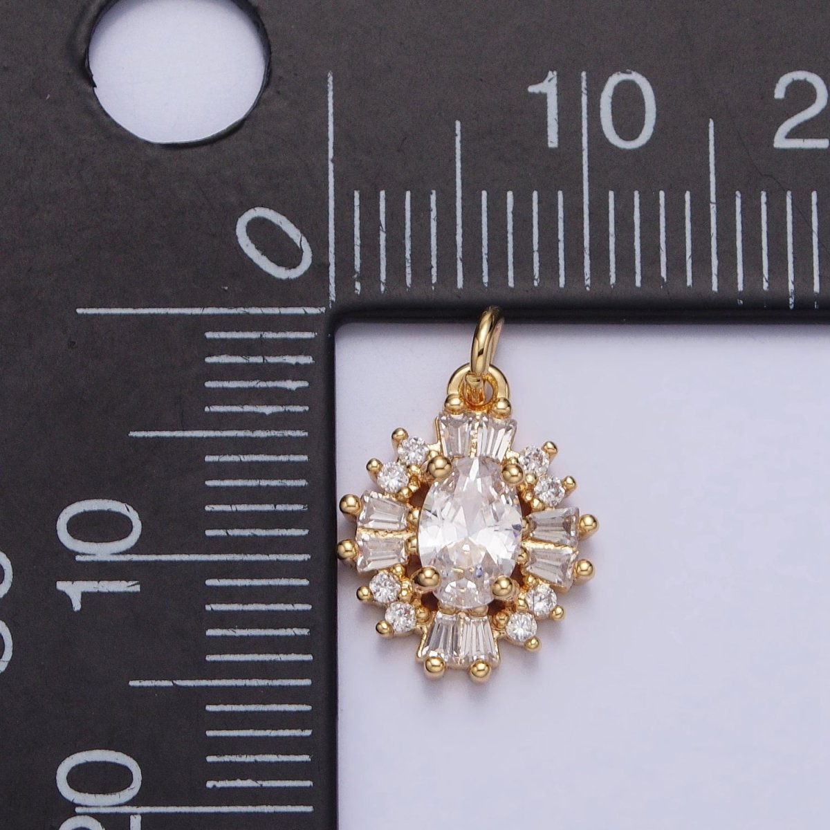 Gold, Silver Clear Oval Baguette Cubic Zirconia CZ Add-On 10mm Charm | AC677 AC678 - DLUXCA