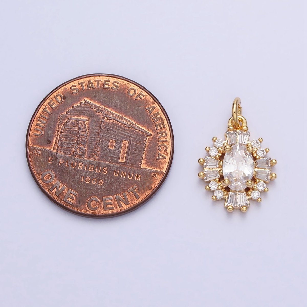 Gold, Silver Clear Oval Baguette Cubic Zirconia CZ Add-On 10mm Charm | AC677 AC678 - DLUXCA