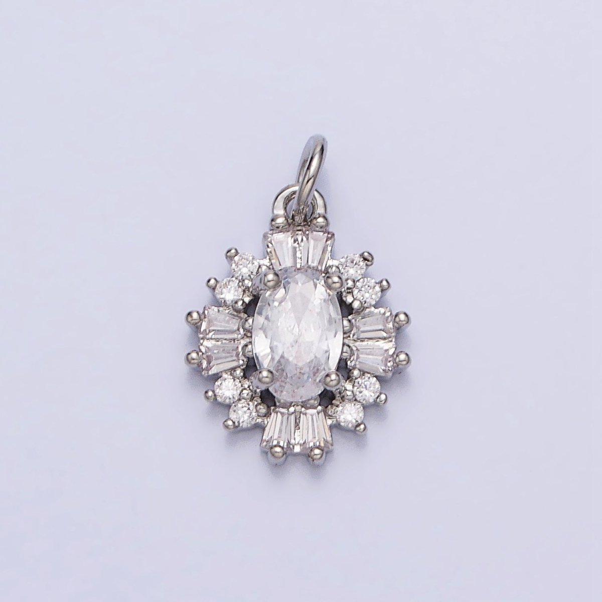 Gold, Silver Clear Oval Baguette Cubic Zirconia CZ Add-On 10mm Charm | AC677 AC678 - DLUXCA