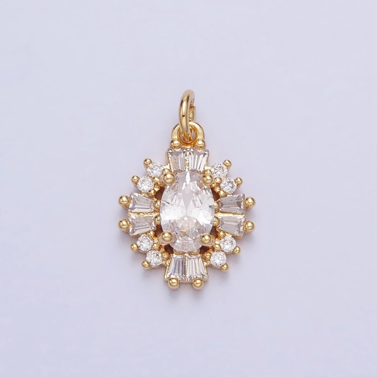 Gold, Silver Clear Oval Baguette Cubic Zirconia CZ Add-On 10mm Charm | AC677 AC678 - DLUXCA