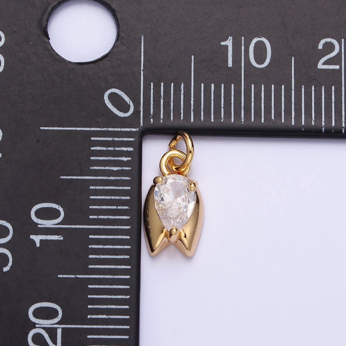 Gold, Silver Clear Round Upside Down Tulip Flower Geometric Mini Add- On Charm | AC691 AC692 - DLUXCA