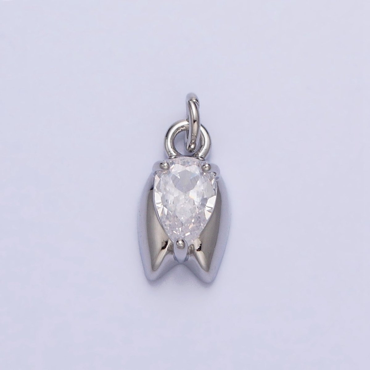 Gold, Silver Clear Round Upside Down Tulip Flower Geometric Mini Add- On Charm | AC691 AC692 - DLUXCA