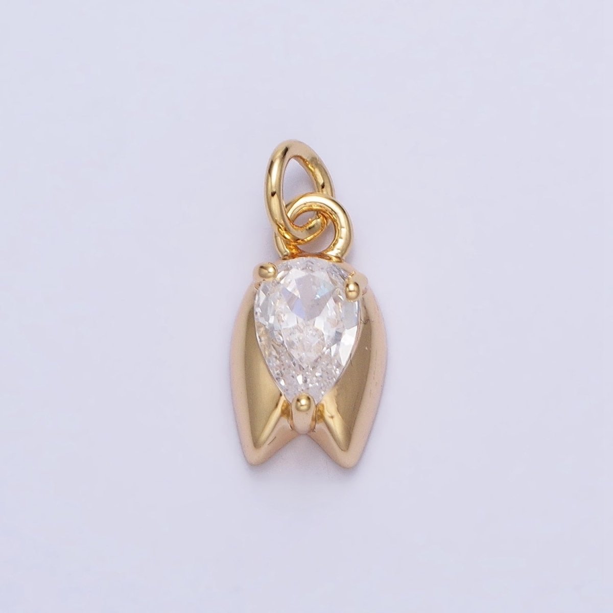 Gold, Silver Clear Round Upside Down Tulip Flower Geometric Mini Add- On Charm | AC691 AC692 - DLUXCA