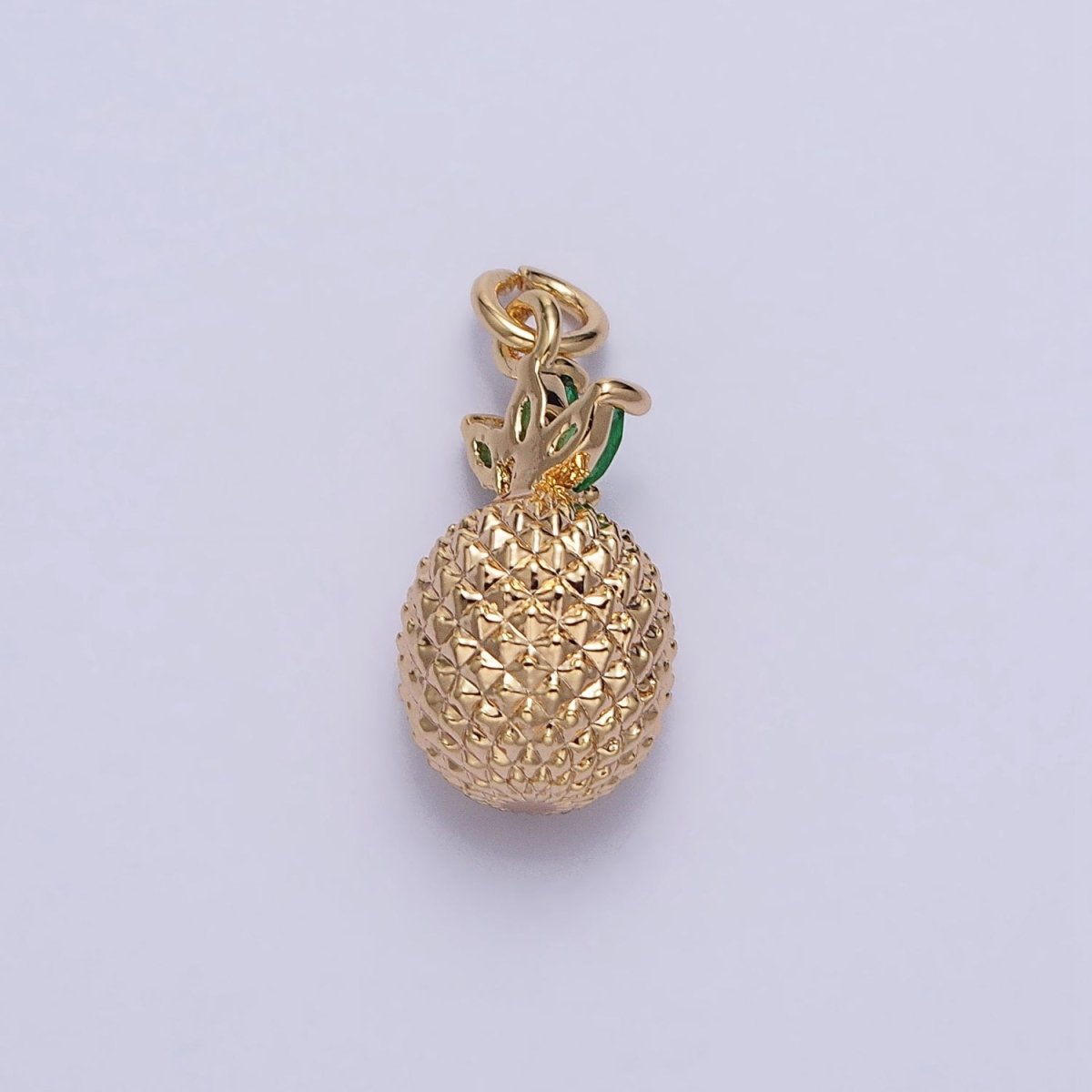 Gold, Silver Cut Spiked Pineapple Fruit Green Marquise Puffed Add-On Charm | AC705 AC706 - DLUXCA