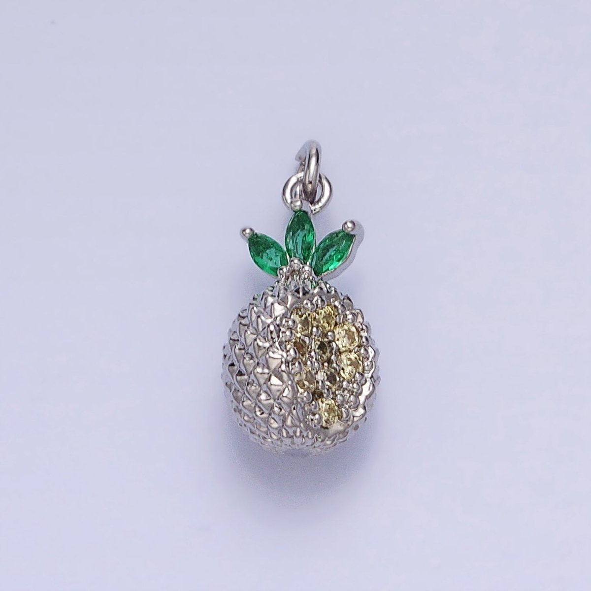 Gold, Silver Cut Spiked Pineapple Fruit Green Marquise Puffed Add-On Charm | AC705 AC706 - DLUXCA