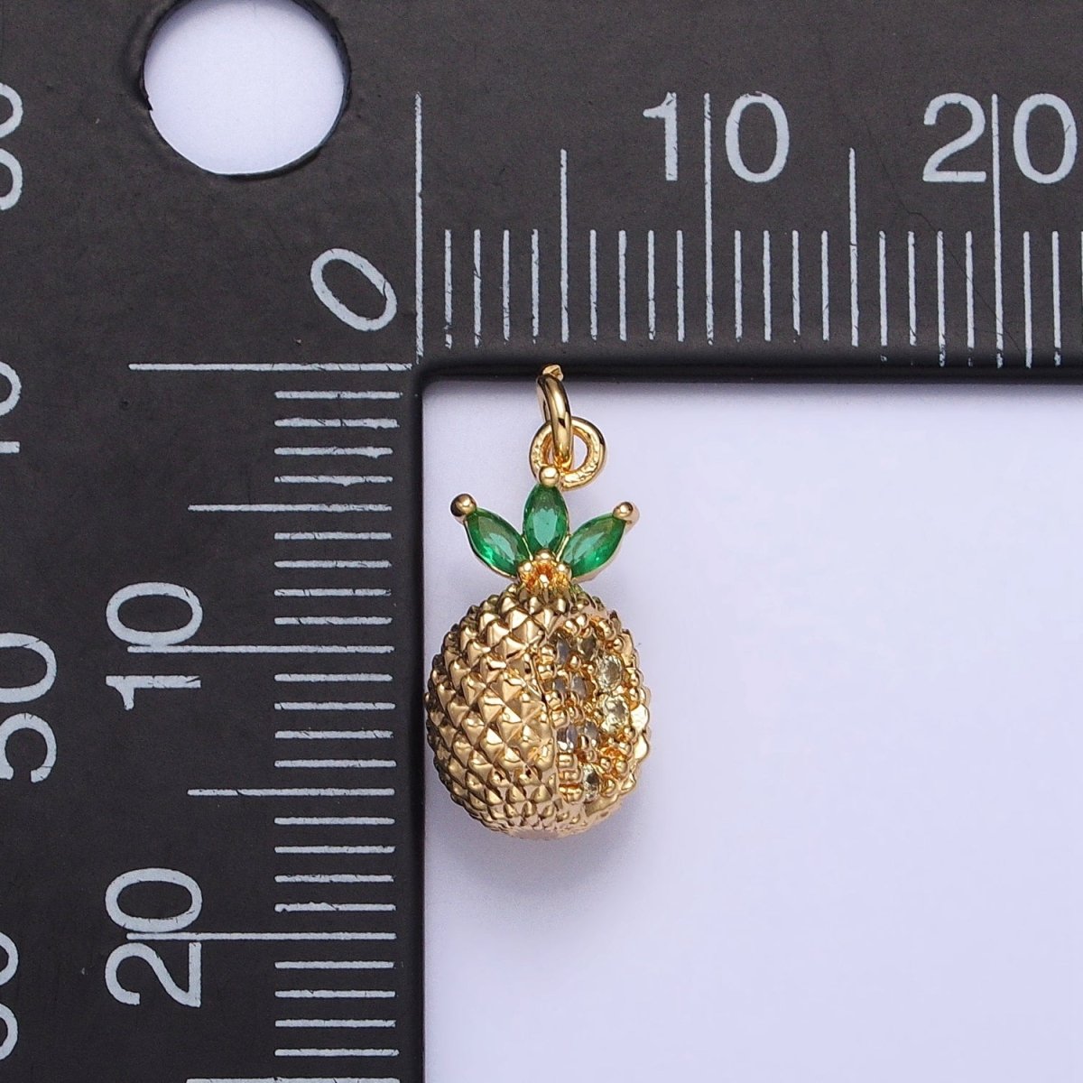 Gold, Silver Cut Spiked Pineapple Fruit Green Marquise Puffed Add-On Charm | AC705 AC706 - DLUXCA