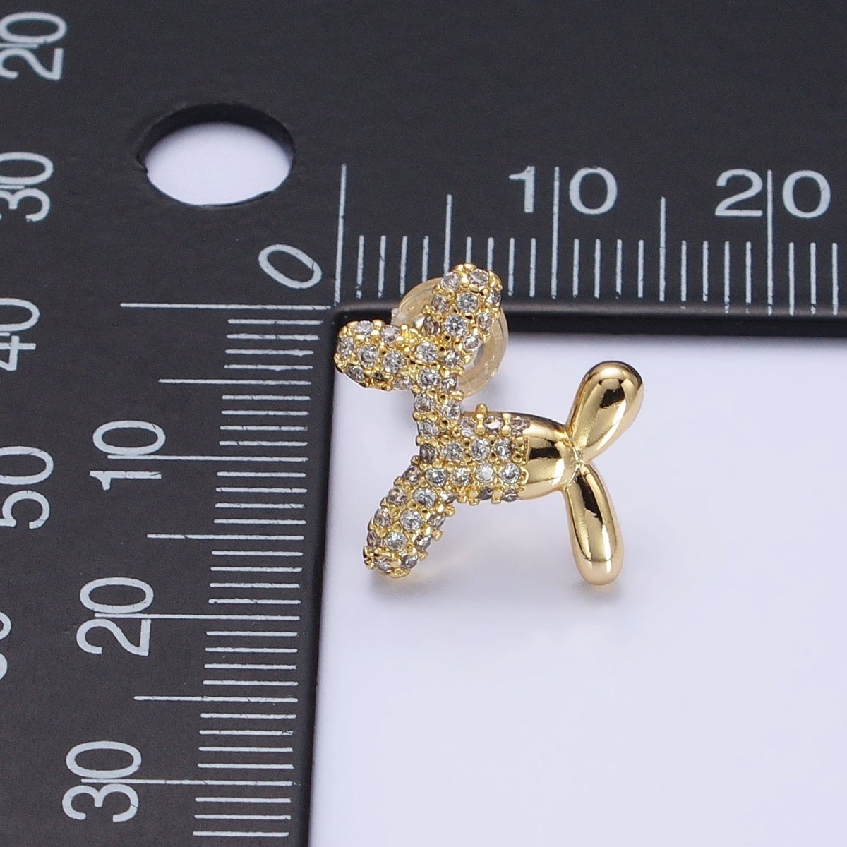 Gold, Silver Dog Balloon Bubble Animal Micro Paved CZ Stud Earrings | AB560 AB561 - DLUXCA