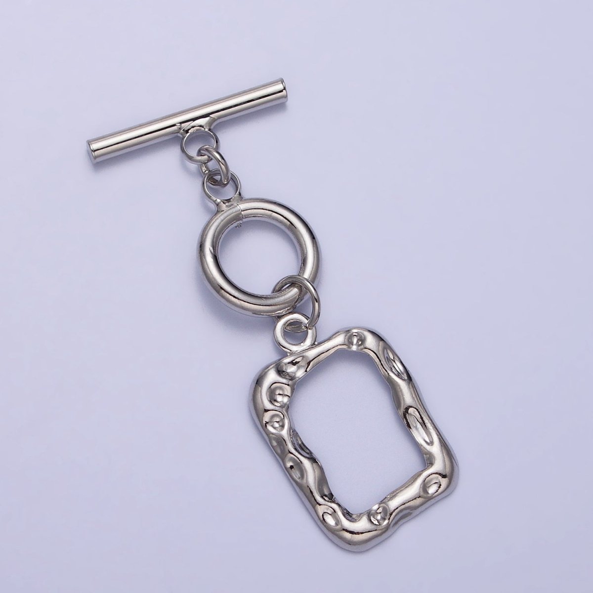 Gold, Silver Double Toggle Clasps Round & Hammered Rectangular Jewelry Closure Supply | Z-095 Z-096 - DLUXCA