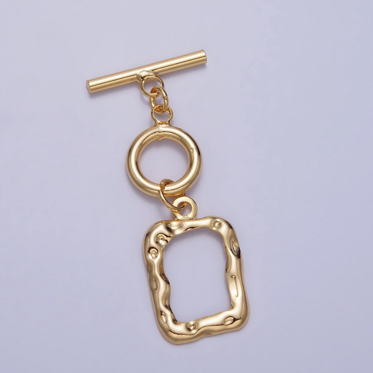 Gold, Silver Double Toggle Clasps Round & Hammered Rectangular Jewelry Closure Supply | Z-095 Z-096 - DLUXCA