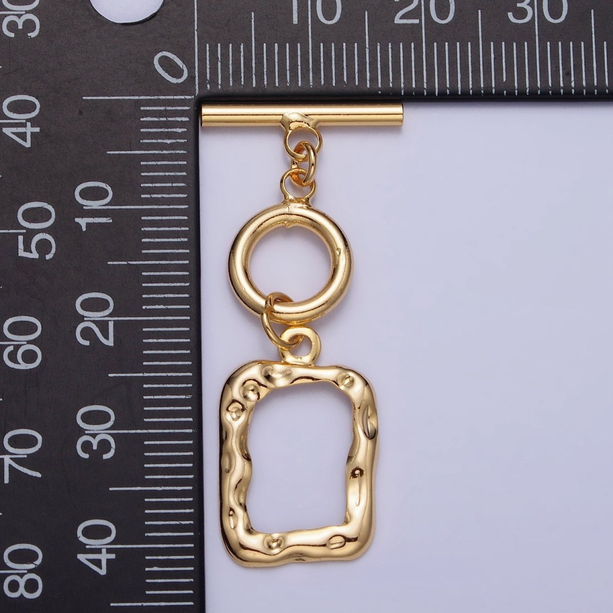 Gold, Silver Double Toggle Clasps Round & Hammered Rectangular Jewelry Closure Supply | Z-095 Z-096 - DLUXCA