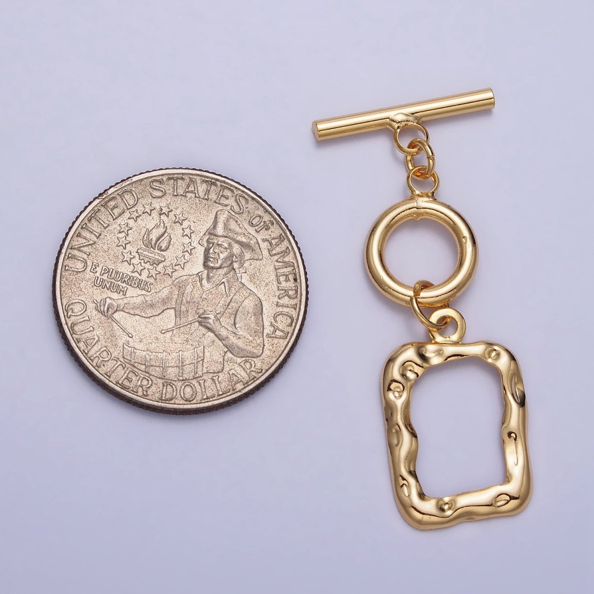 Gold, Silver Double Toggle Clasps Round & Hammered Rectangular Jewelry Closure Supply | Z-095 Z-096 - DLUXCA