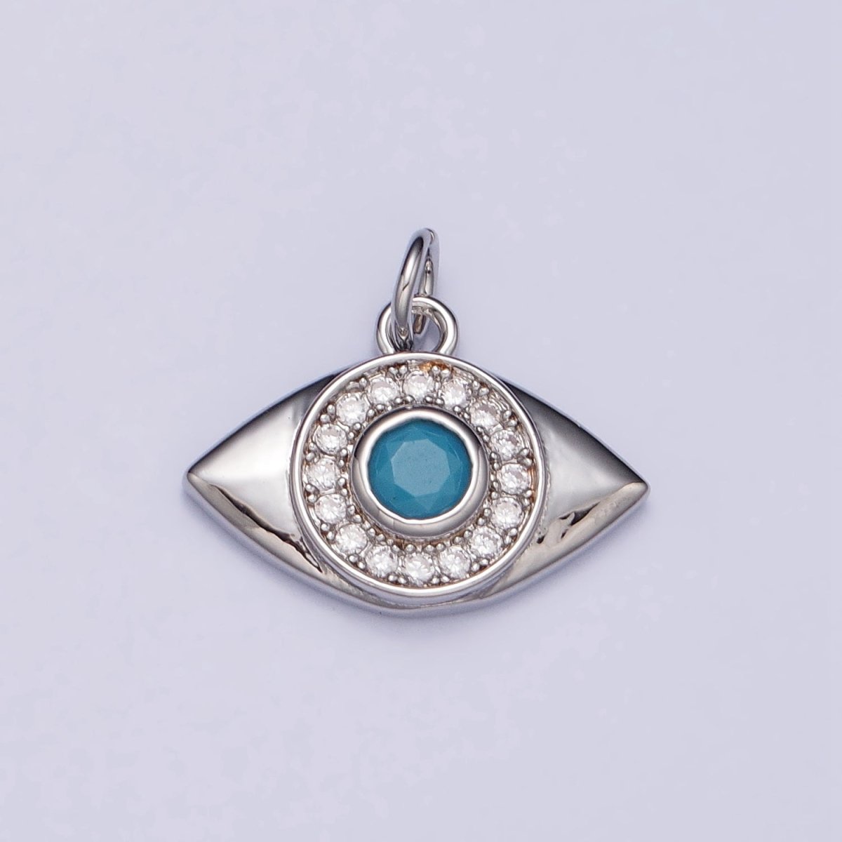 Gold, Silver Evil Eye Turquoise Clear Micro Paved CZ Protection Charm | AC410 AC411 - DLUXCA