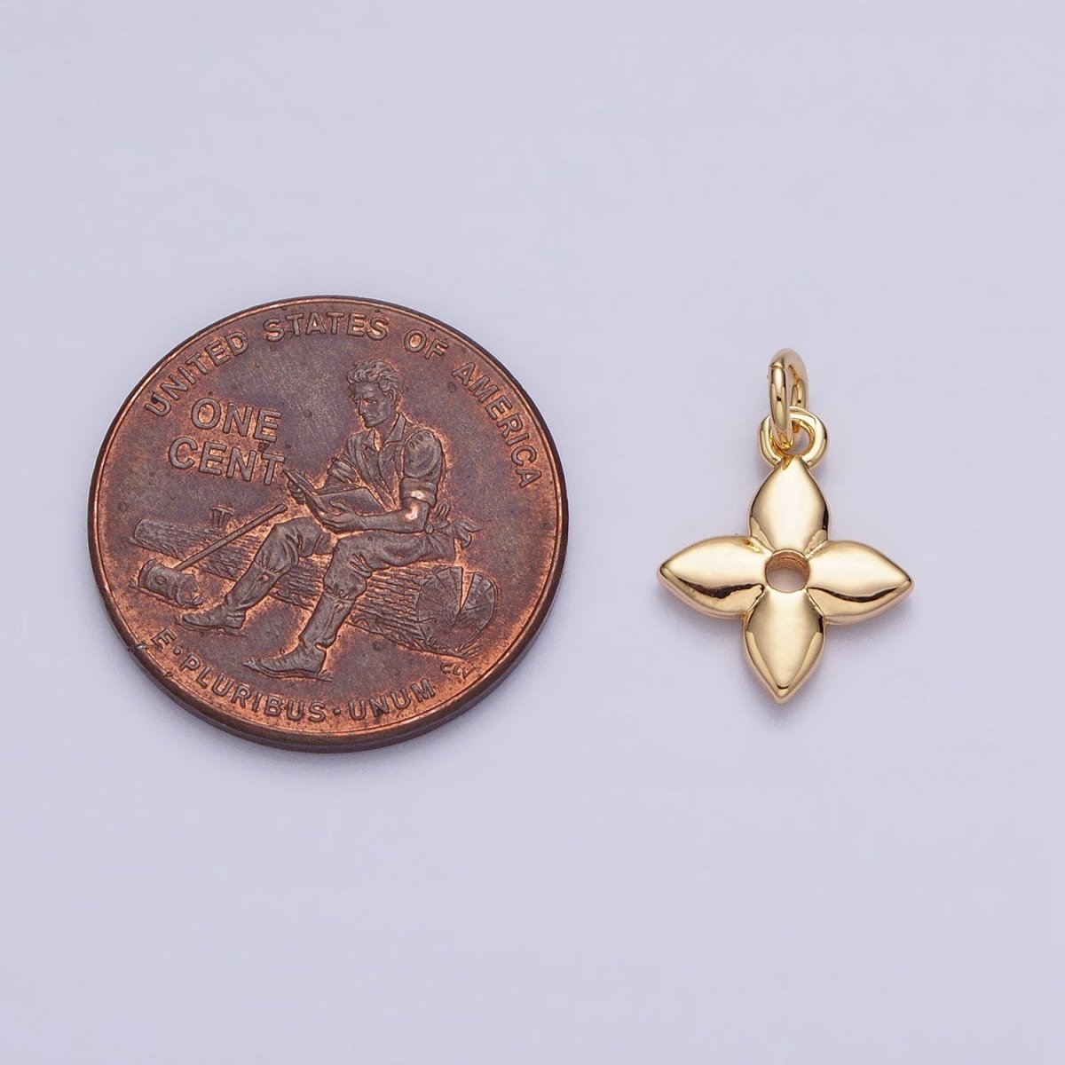 Gold, Silver Four-Leaf Flower Nature Add-On Charm | AC-617 AC-618 - DLUXCA
