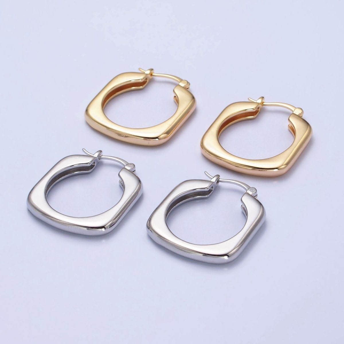 Gold, Silver Geometric Abstract Square Triangle Statement Latch Earrings | AB545 AB546 - DLUXCA