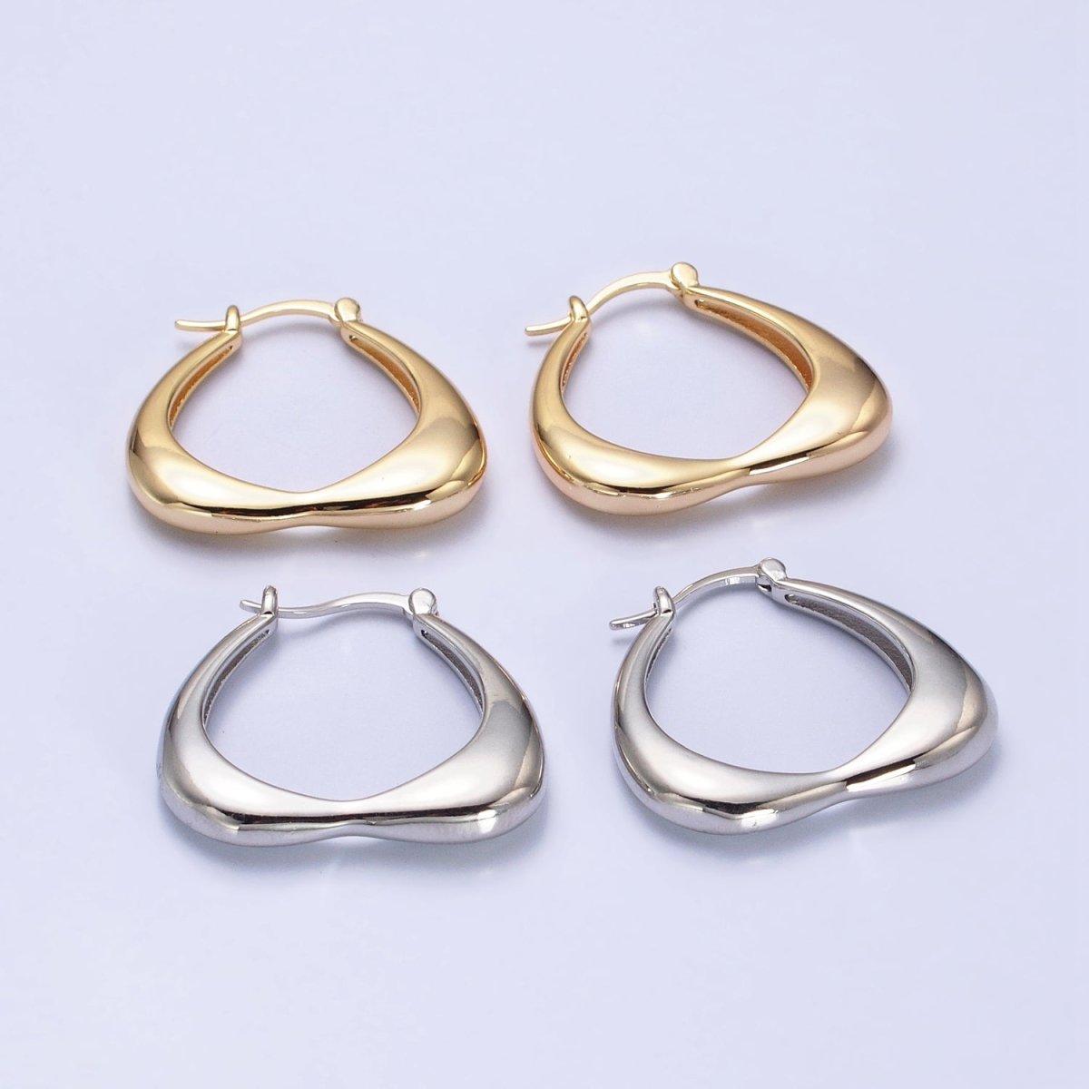 Gold, Silver Geometric Abstract Triangle Statement Latch Earrings | AB543 AB544 - DLUXCA