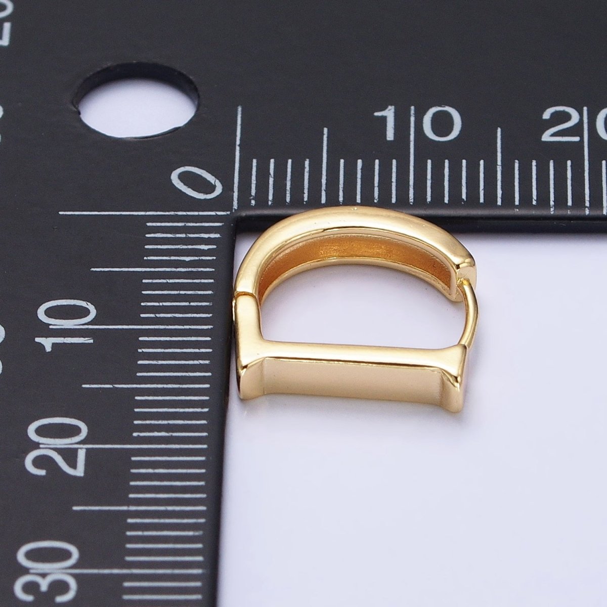 Gold, Silver Geometric D-Shaped Dainty Minimalist Huggie Earrings | AB388 AB510 - DLUXCA