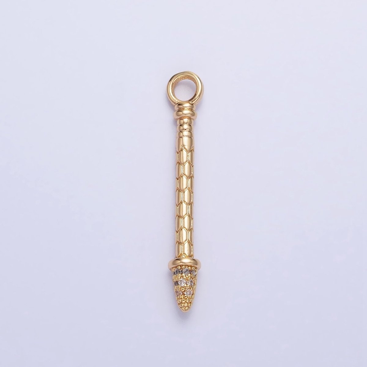 Gold, Silver Hexagonal Textured Micro Paved CZ Arrow Add-On Charm | AC681 AC682 - DLUXCA