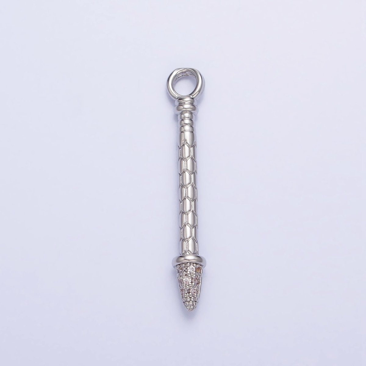 Gold, Silver Hexagonal Textured Micro Paved CZ Arrow Add-On Charm | AC681 AC682 - DLUXCA