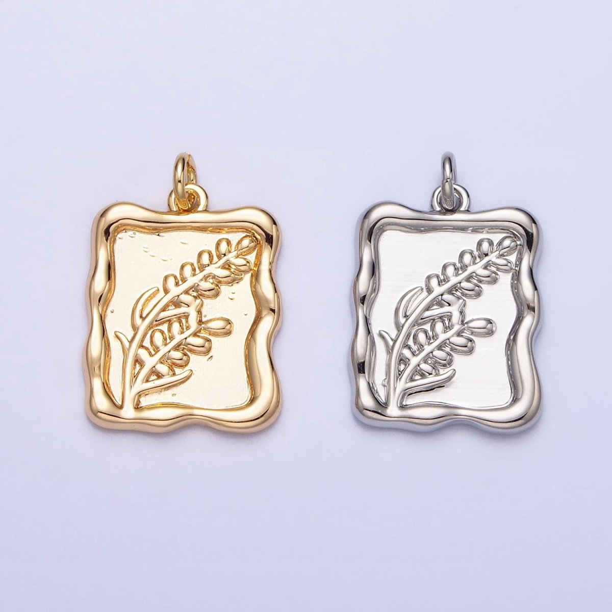 Gold, Silver Lavender Gemini Birth Flower Personalized Rectangular Square Charm | AC775 AC776 - DLUXCA