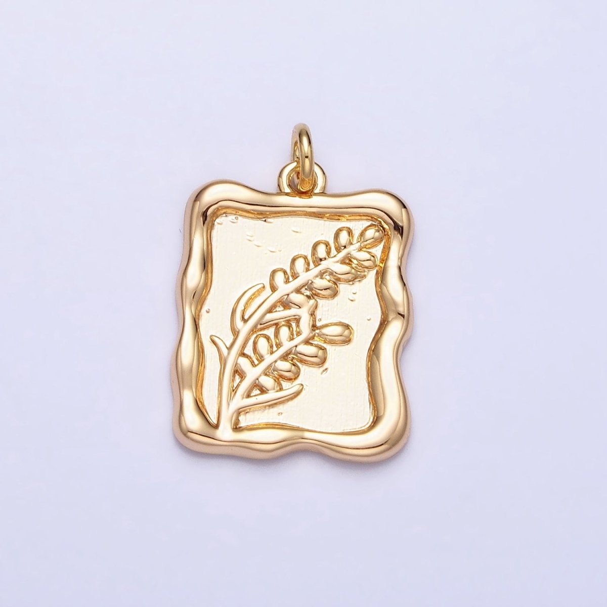 Gold, Silver Lavender Gemini Birth Flower Personalized Rectangular Square Charm | AC775 AC776 - DLUXCA