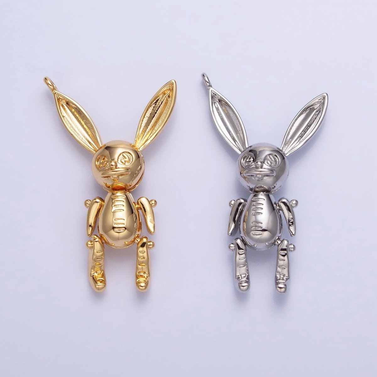 Gold, Silver Line-Textured Pose Bunny Rabbit Add-On Charm | AC937 AC938 - DLUXCA