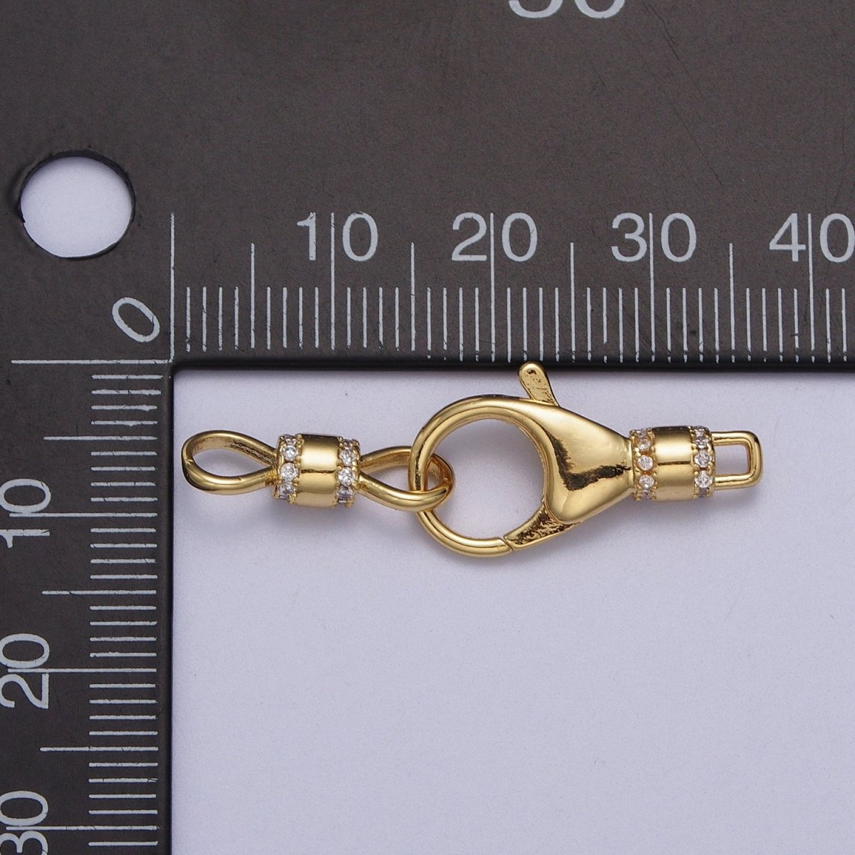 Gold, Silver Lobster Clasps Double Latch On Micro Paved CZ Jewelry Closure Supply | Z-041 Z-042 - DLUXCA