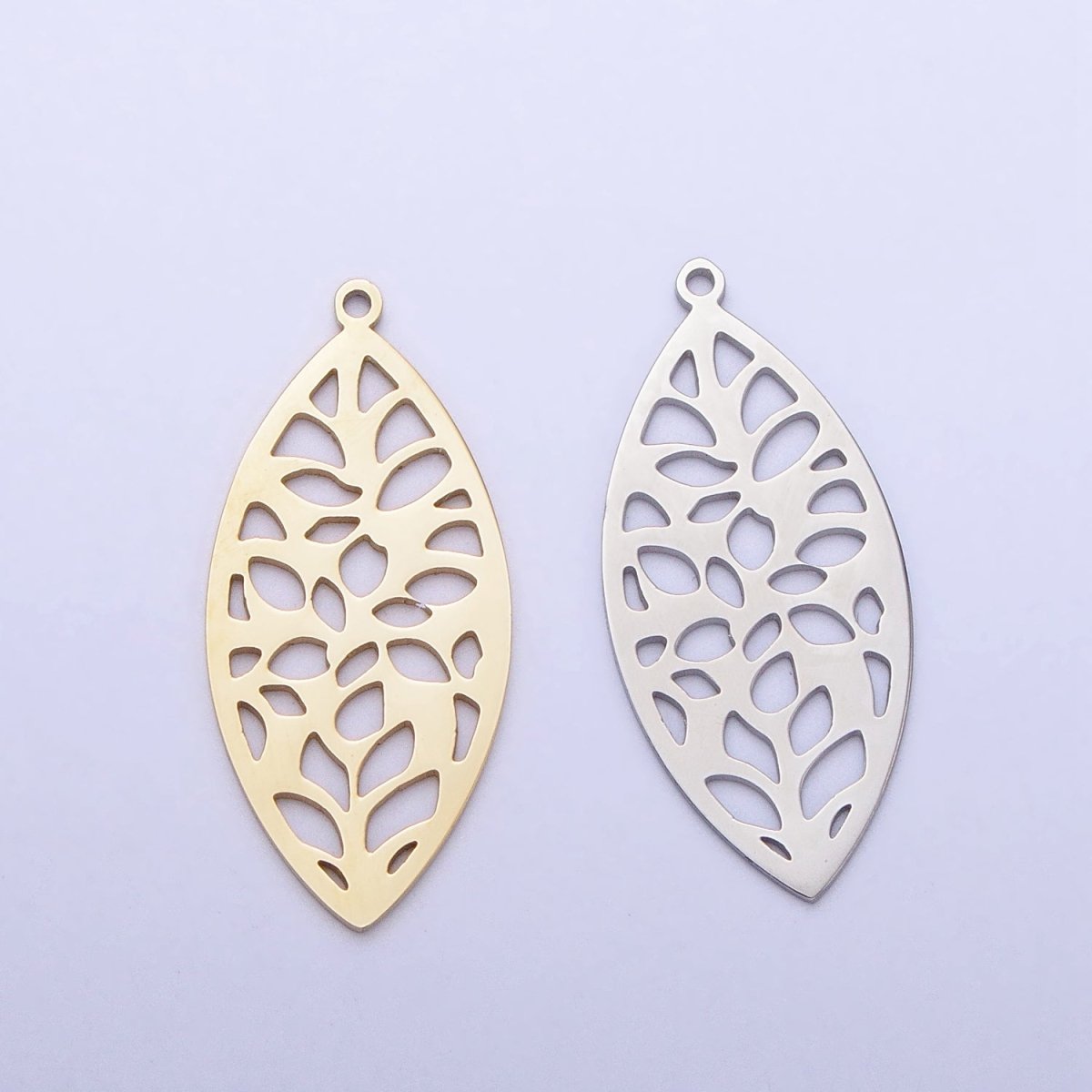 Gold, Silver Marquise-Shaped Open Abstract Geometric Charm in Gold & Silver | P-899 - DLUXCA