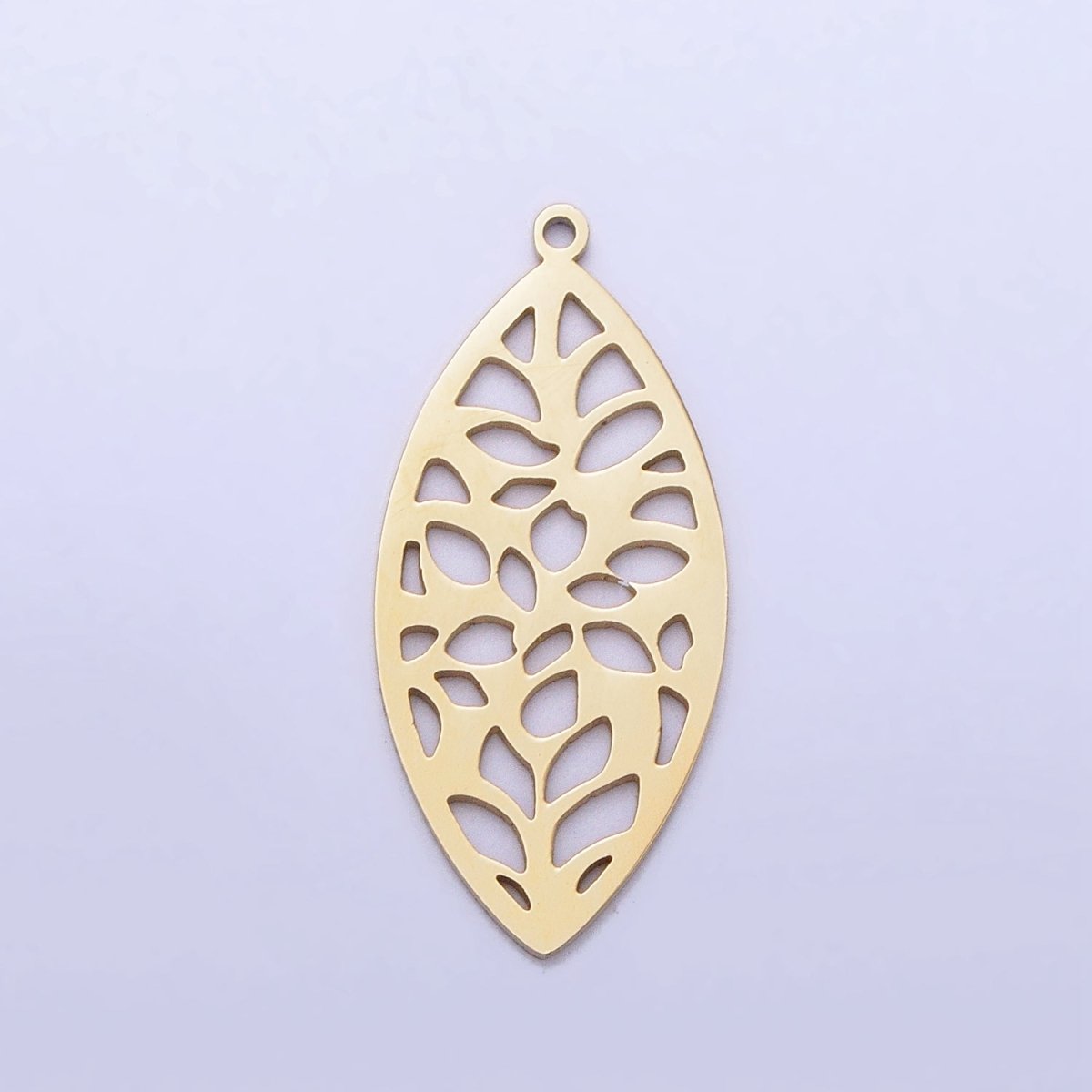 Gold, Silver Marquise-Shaped Open Abstract Geometric Charm in Gold & Silver | P-899 - DLUXCA