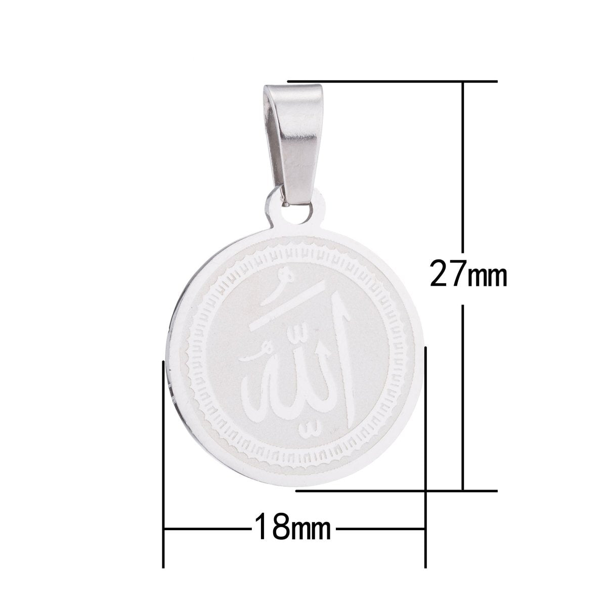 Gold & Silver Medallion Moslem Allah Word, God, Religious Spiritual Medallion, Coin Charm, Necklace Pendant Charm Bead Bails Findings for Jewelry Making J-336 - DLUXCA