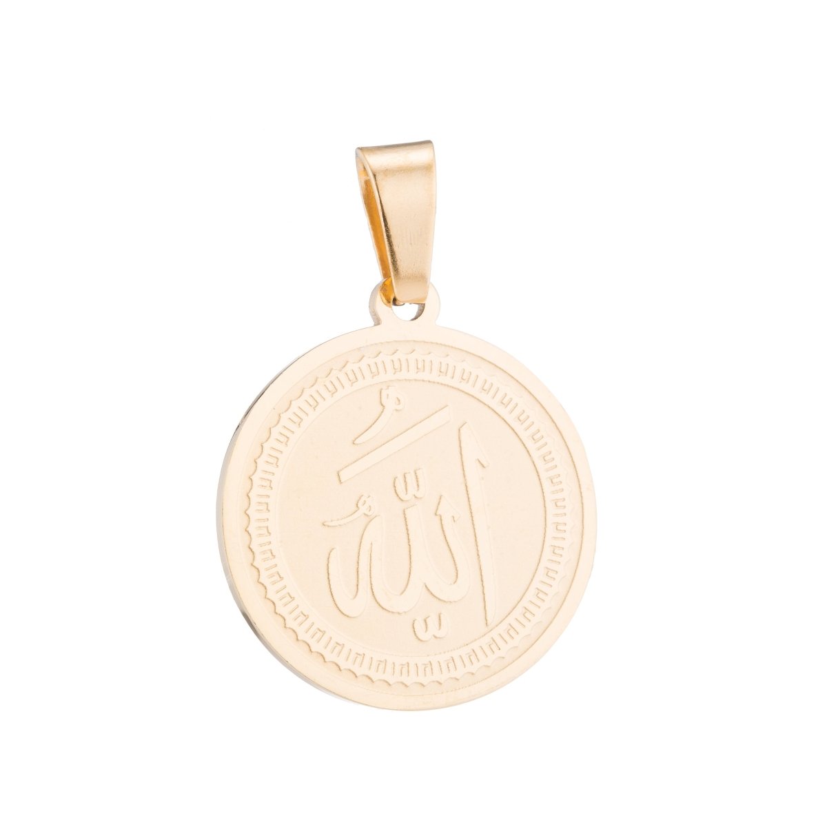 Gold & Silver Medallion Moslem Allah Word, God, Religious Spiritual Medallion, Coin Charm, Necklace Pendant Charm Bead Bails Findings for Jewelry Making J-336 - DLUXCA