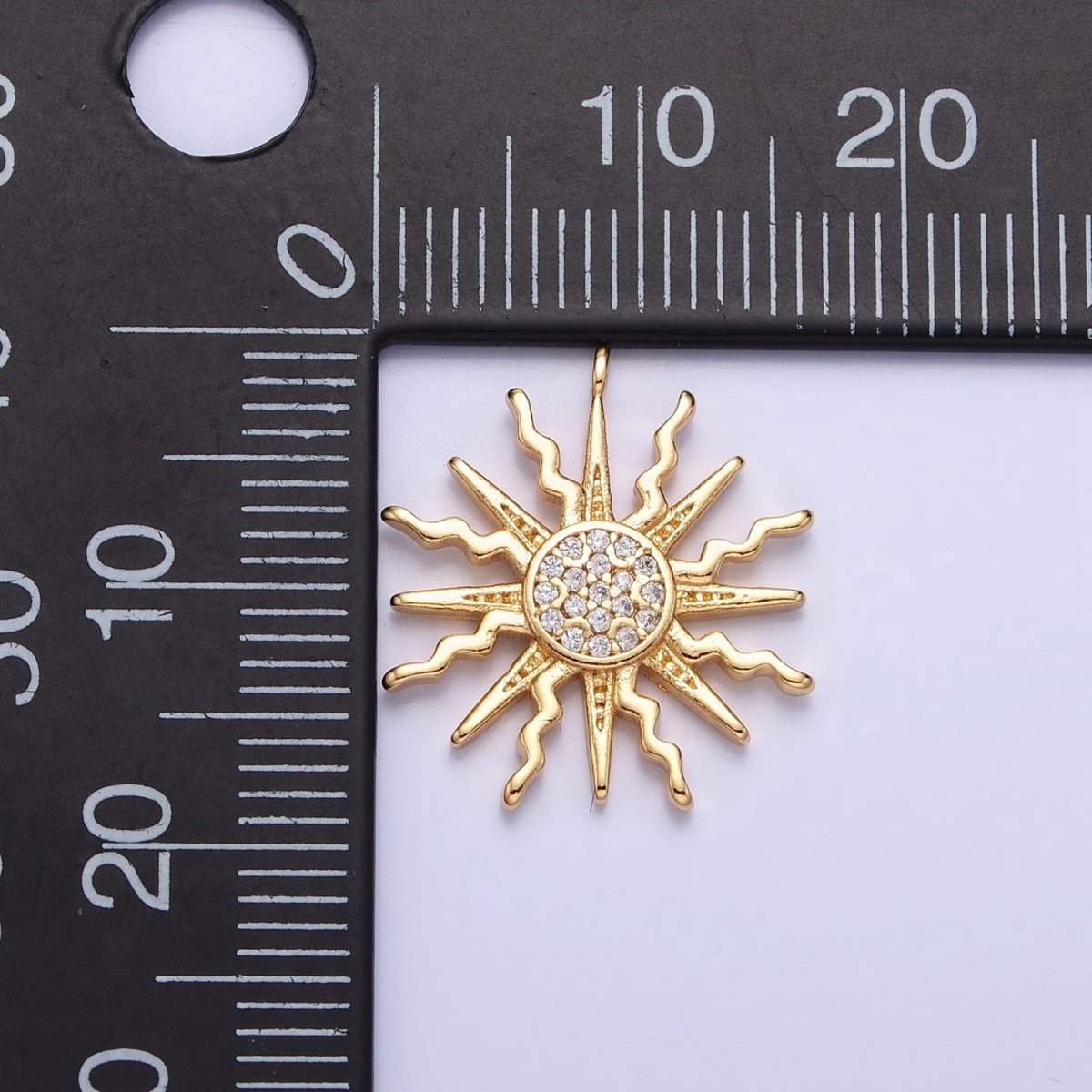 Gold, Silver Micro Paved CZ Celestial Sun Ray Add-On Charm | AC685 AC686 - DLUXCA