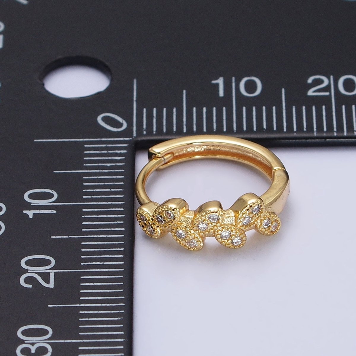 Gold, Silver Micro Paved CZ Leaf Nature 15mm Huggie Earrings | AB517 AB526 - DLUXCA